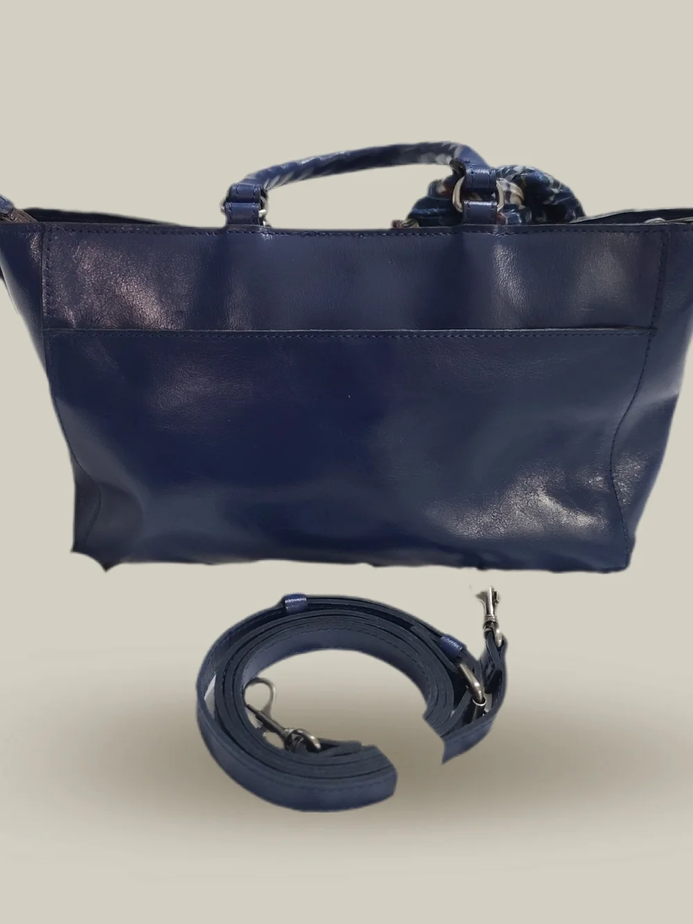 Patricia Nash Aileen Leather Top Handle Satchel Navy Peony With Scarf